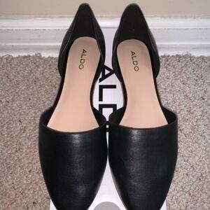 ALDO Chill 2 Black Leather Pointed Toe d’Orsay Flats size  6.5